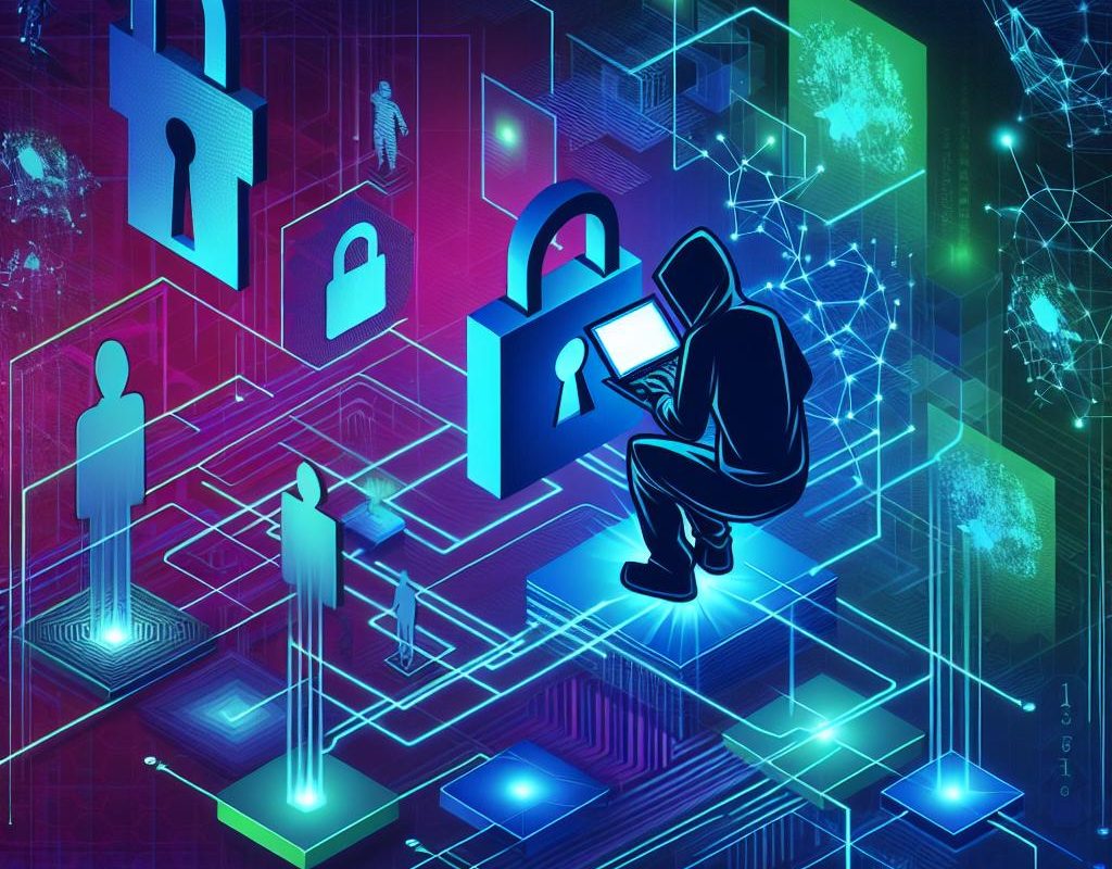 Gestione Attiva della Sicurezza Cyber: Il Contatto che Blinda i Dati. Immagine che cattura il momento in cui una persona avvia un sistema di difesa cibernetica, simboleggiando l'impegno diretto nella protezione e nell'integrità dei dati digitali.